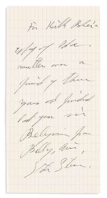 STEIN, GERTRUDE. Two items, each Signed, to paper manufacturer Keith Baker: Autograph Letter * Autograph Note.